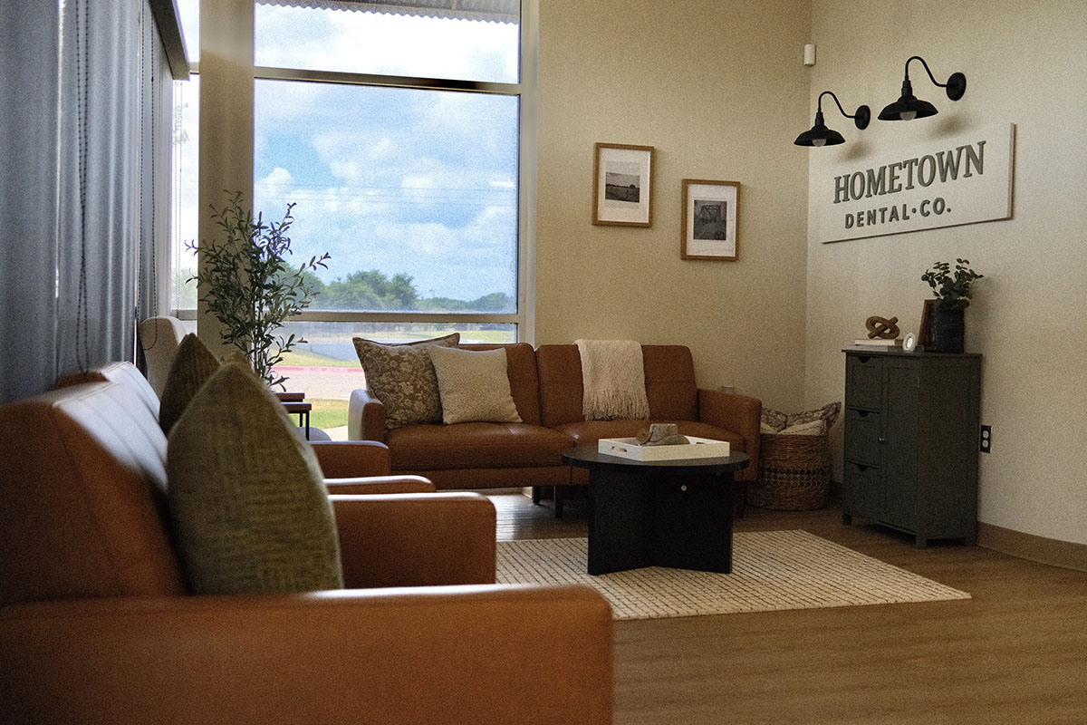 Hometown Dental Co. waiting room in Bastrop, Texas