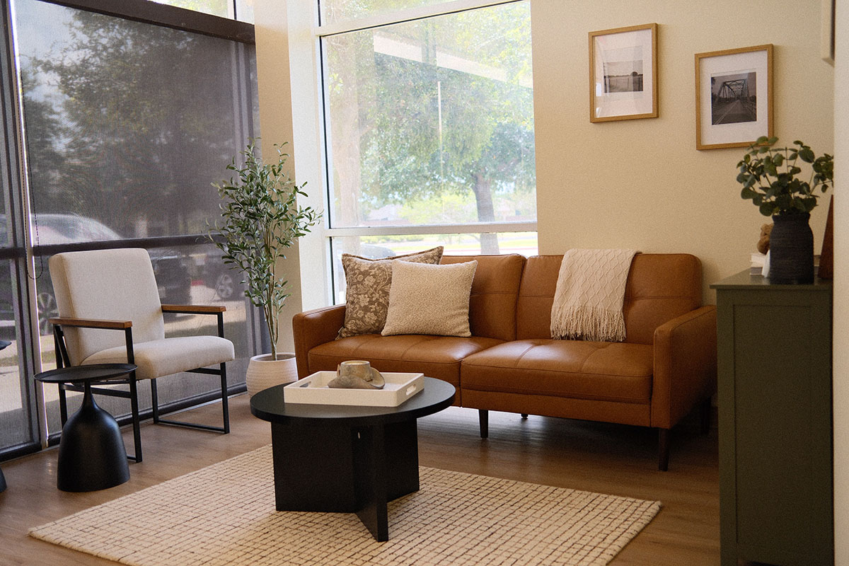 Comfortable waiting room at Hometown Dental Co. in Bastrop